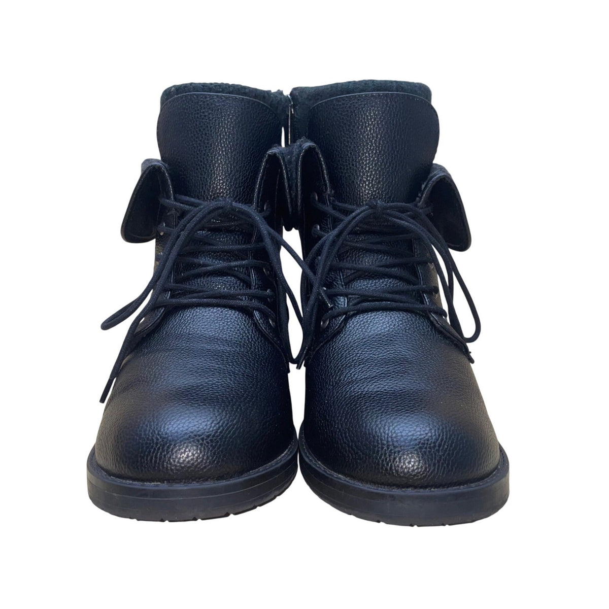 Torrid Women’s Black Faux Leather Side Zipper Fold-Over Ankle Boots Size 12W