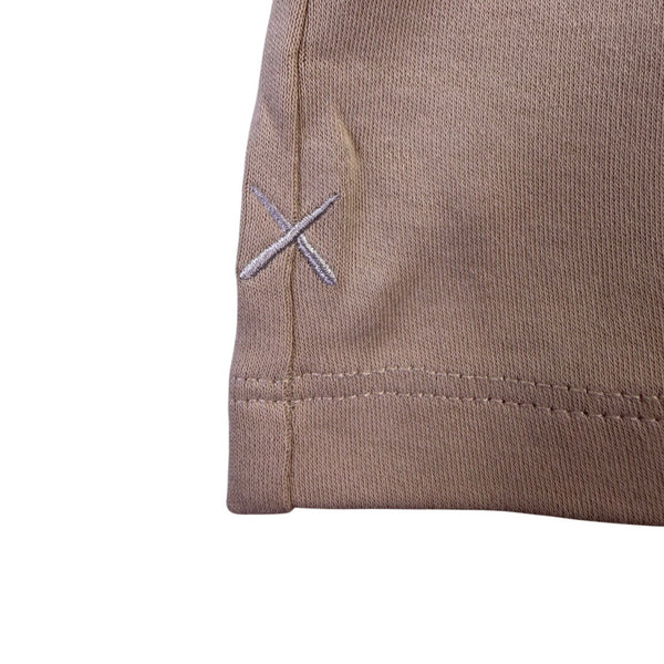 Cuts Womens Beige Cotton & Spandex Crew Neck Short Sleeve T-Shirt Size L