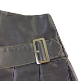Pretty Little Thing Women Black Faux Leather Mini Pleated Skirt W/Buckle Sz  0