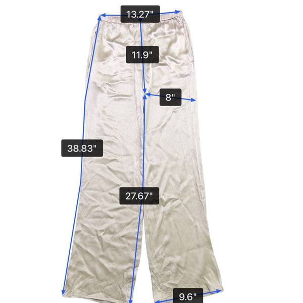 Antonelli Womens Beige Silk Blend Elastic Waist Wide Leg Pants Size 10