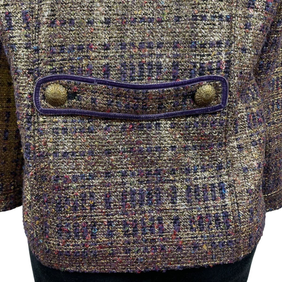 Vintage Draper’s & Damons Women’s Gold and Purple Tweed Blazer Coat Sz M