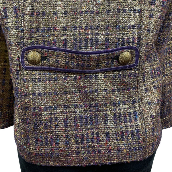 Vintage Draper’s & Damons Women’s Gold and Purple Tweed Blazer Coat Sz M