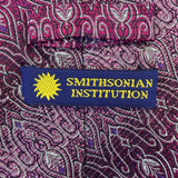 Smithsonian Institution Mens Magenta Purple 100% Silk Paisley Pattern Tie