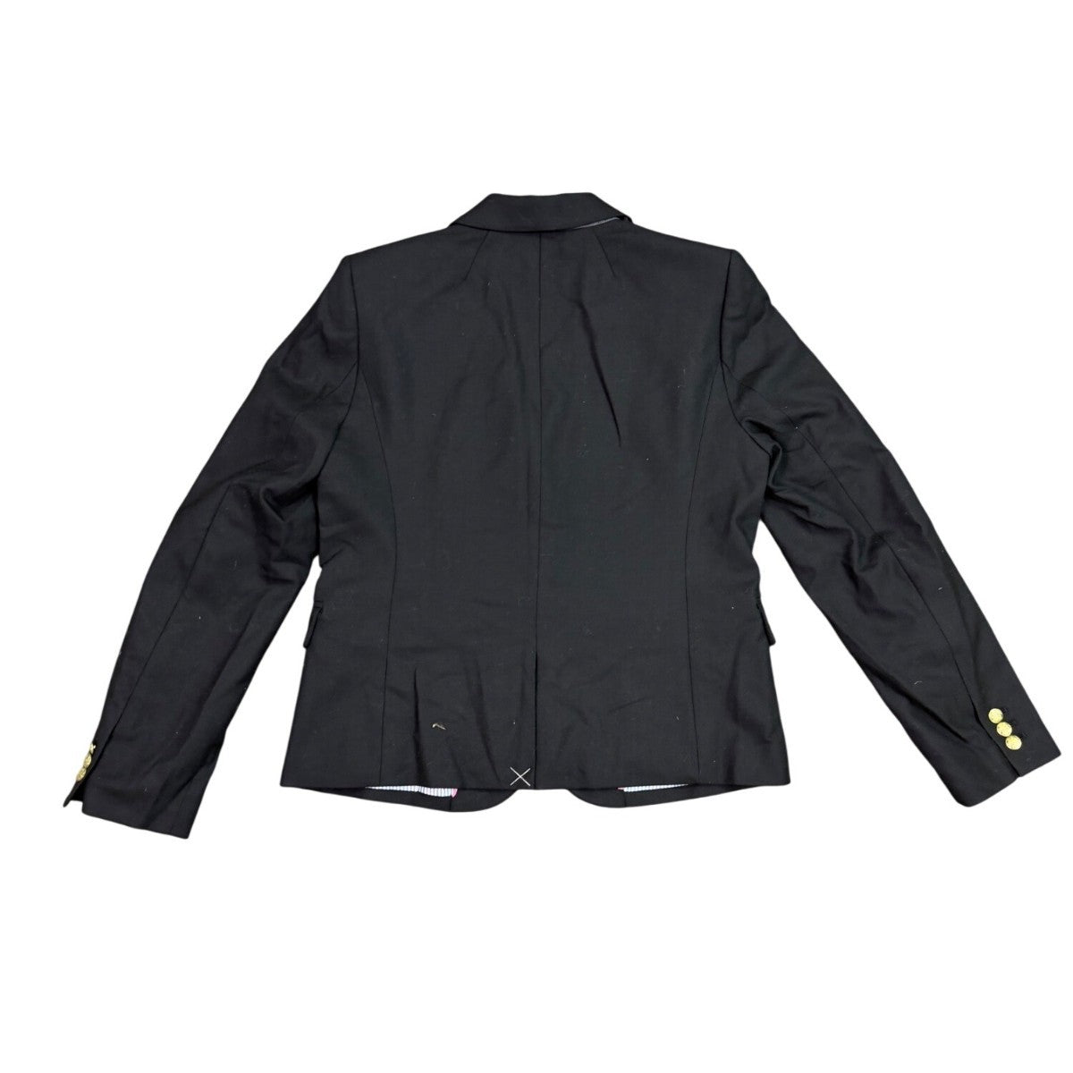 J.Crew Womens Black Blazer Gold Buttoned Lined Jacket Size 12