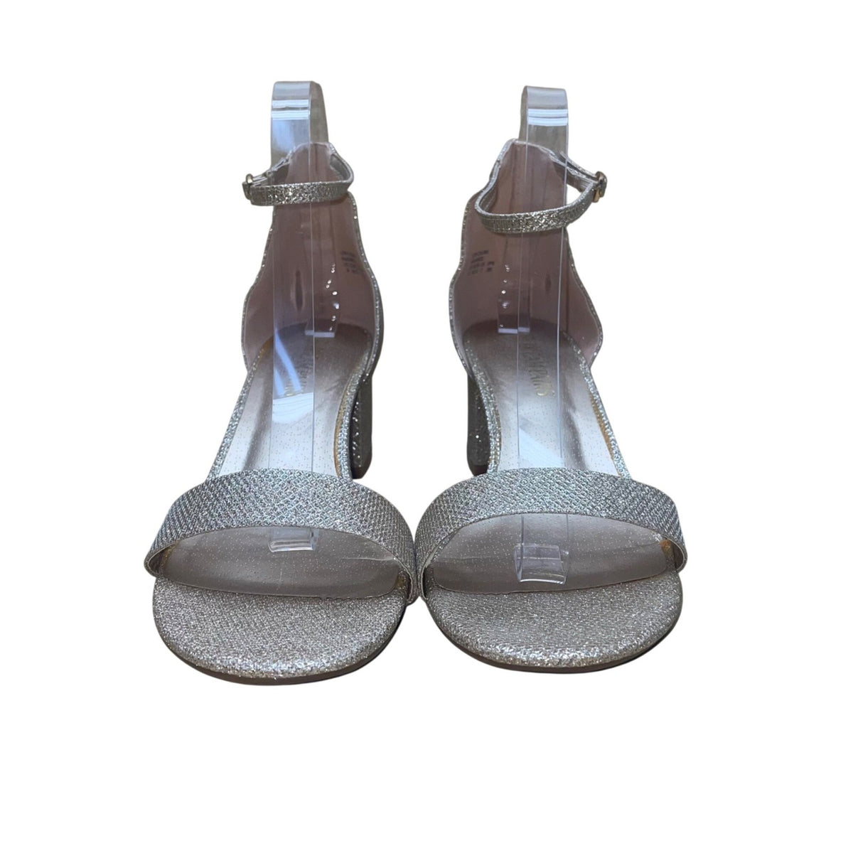 Dream Pairs Women’s Golden Glitter Open Toe Low-Chunk Ankle Strap Heels Size 9