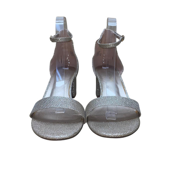 Dream Pairs Women’s Golden Glitter Open Toe Low-Chunk Ankle Strap Heels Size 9