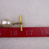 Single Strand Faux Pearl Necklace Women White Beads Gold Tone Toggle