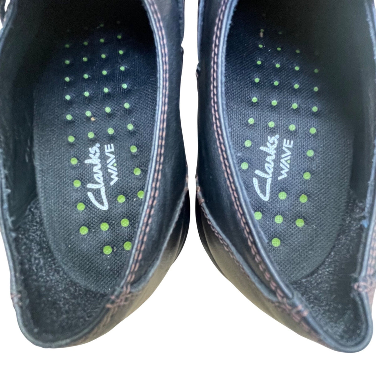 Clarks Women’s Black Leather Casual Slip-On Comfort Shoes Size 7M