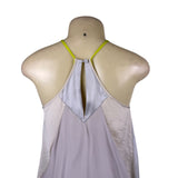 Rebecca Taylor Gray & Cream Silk Sleeveless Crochet Detail Flowy Dress Sz 2