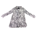 Tahari Womens Black/White Linen Long Sleeve Leaf Print Shirt Dress Sz M
