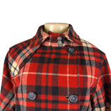 Woolrich Womens Red Plaid Wool Blend Double-Breasted Jacket Winter Coat Size L