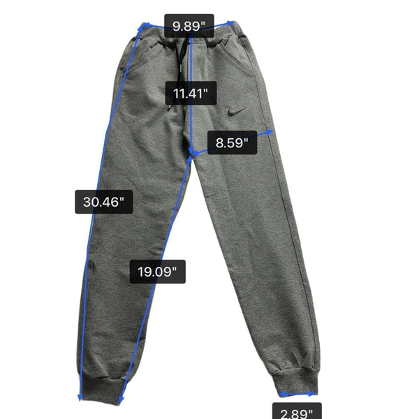 Nike Mens Grey Cotton Joggers With Black Logo & Elastic Cuffs Comfortable Fit