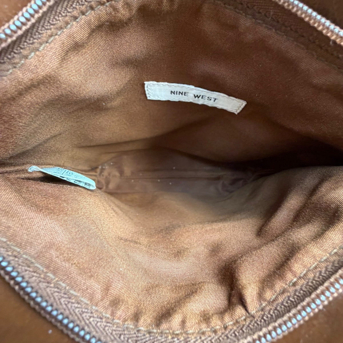 Nine West Women’s Brown Faux Leather Zip Closure Adjustable Strap Crossbody Bag