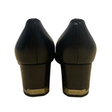 Calvin Klein Women's Black Leather Block Elegant Office Heel Pumps Size 8M