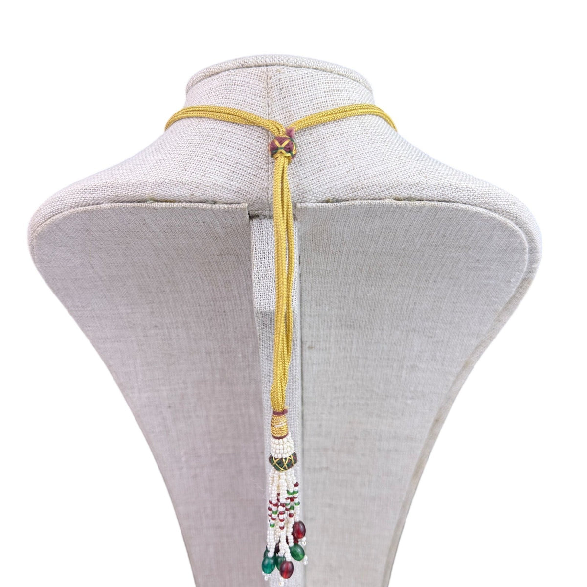 Bridal Gold Tone Indian Choker Necklace Traditional  Jewelry Beaded Tie Closure