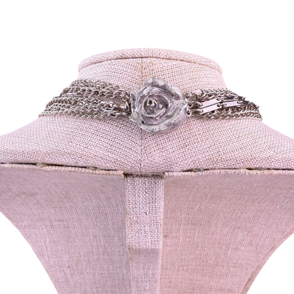 Vintage Unknown Womens Silver Tone Metal Multi Chain Necklace & Bracelet Set