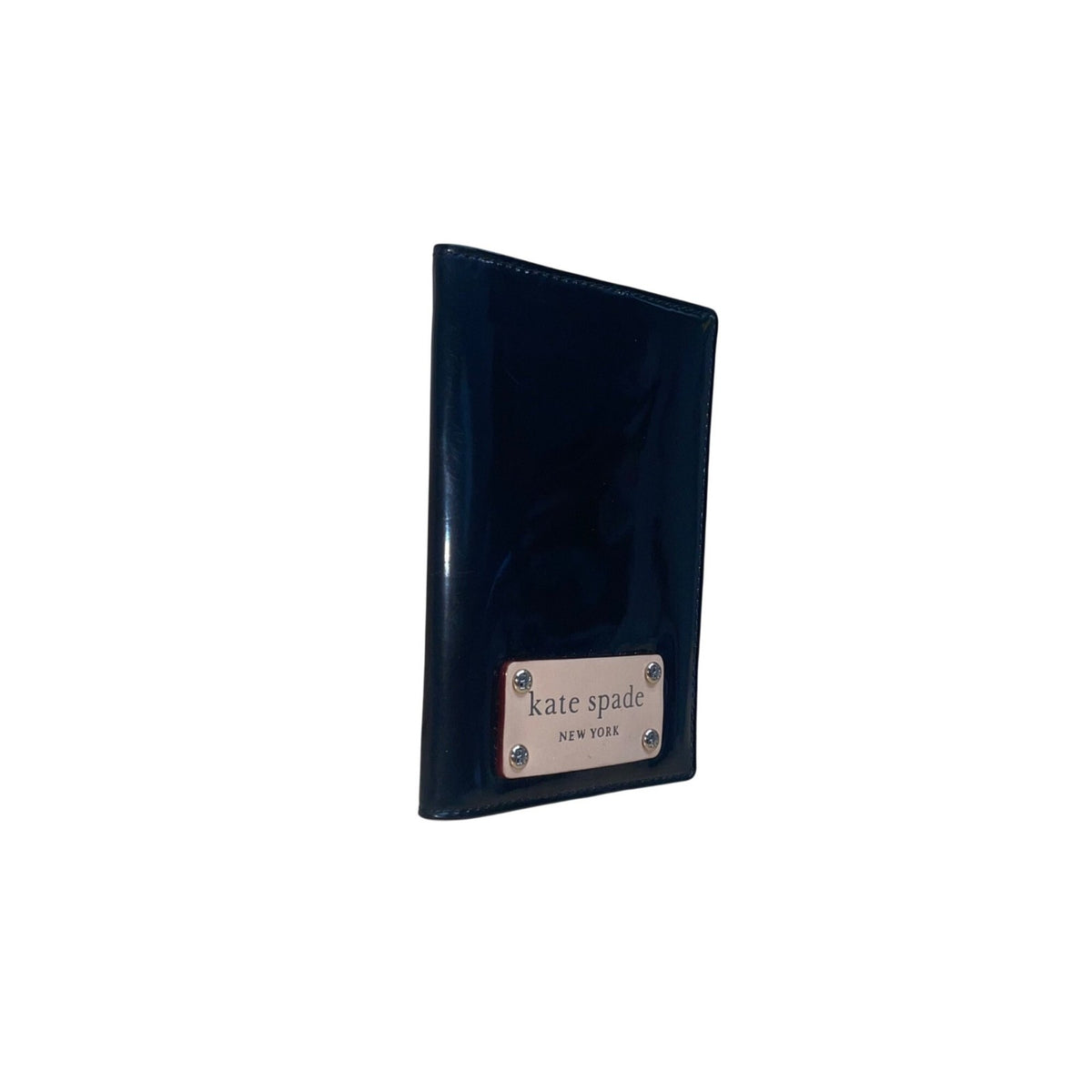 Kate Spade Women’s Black Patent Leather Newsprint Interior Wallet/ Passport Case