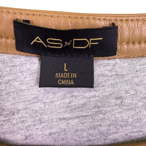 AS By DF Womens Tan Recycled Leather T-Shirt Short Sleeve Crewneck Size L