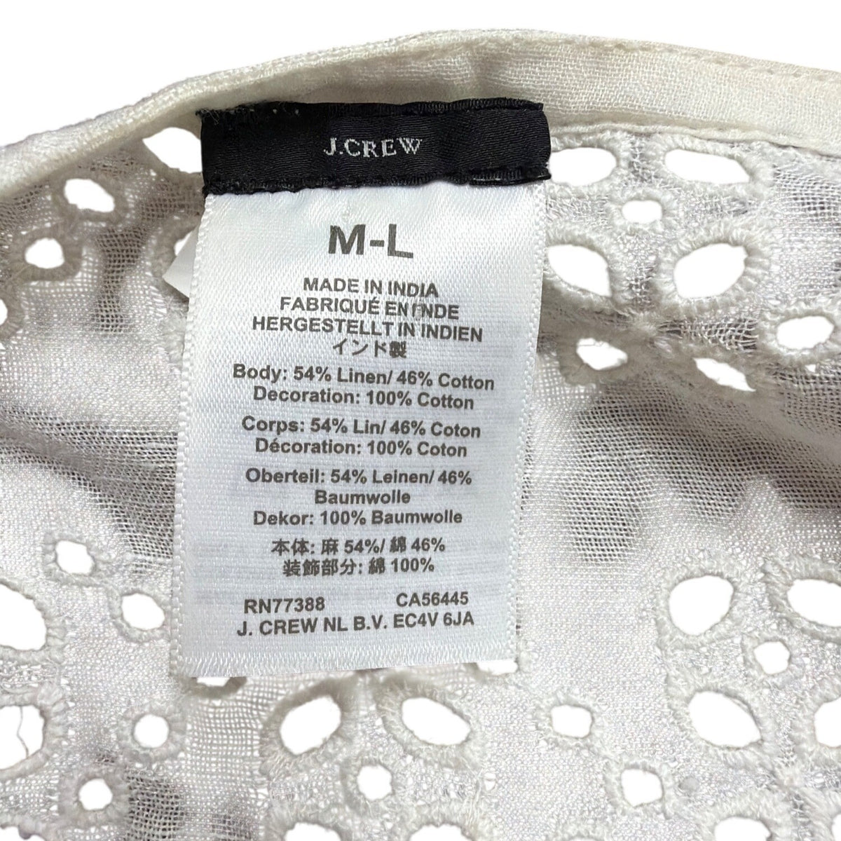 J.Crew Womens White  Sleeveless Eyelet Top With Fringe Hem Sz M-L