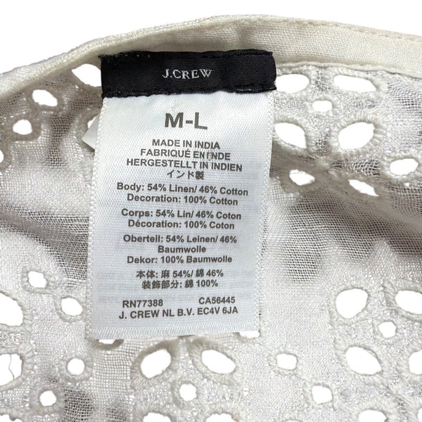 J.Crew Womens White  Sleeveless Eyelet Top With Fringe Hem Sz M-L