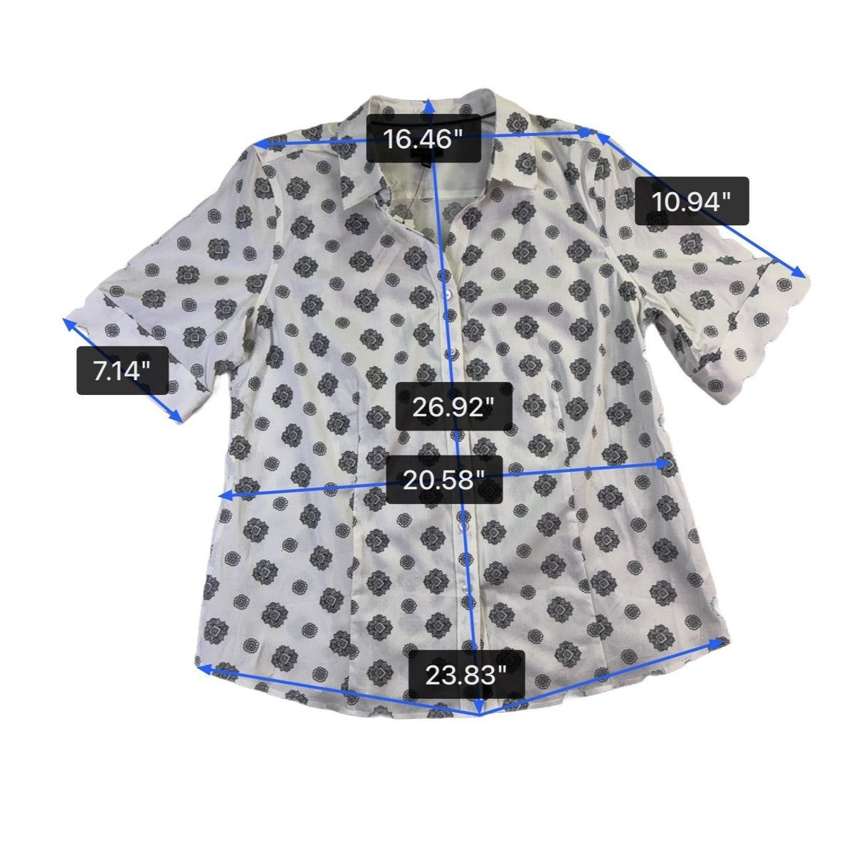 Talbots Womens White Non-Iron Short Sleeve Button-Down Shirt Size 16