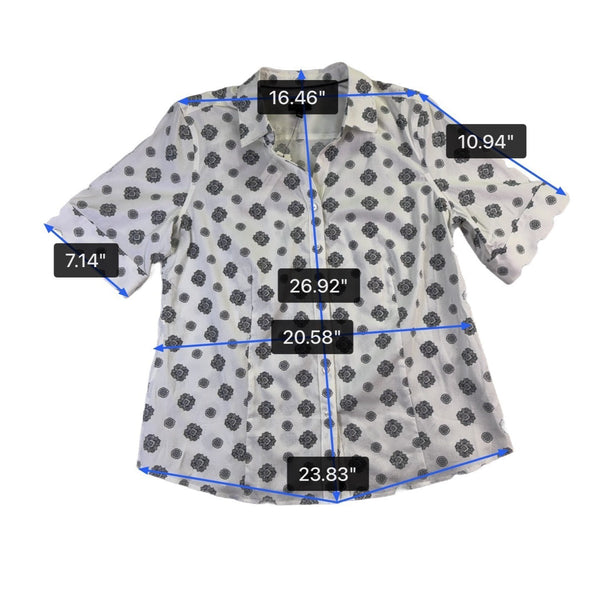 Talbots Womens White Non-Iron Short Sleeve Button-Down Shirt Size 16