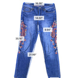 Hilfiger Womens Blue Cotton Blend Embroidered Jeans Slim Fit Floral Print Size 8