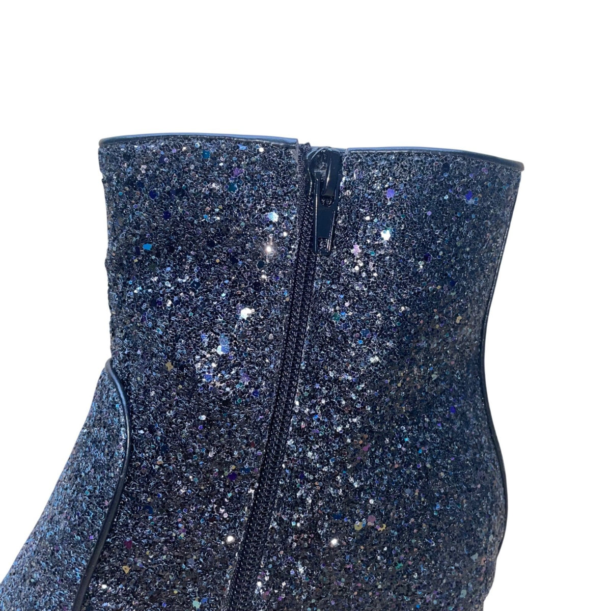 J. Crew Women’s Black Glitter Synthetic Zipper Block Heel Ankle Boots Size 9.5