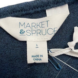 Market & Spruce Womens Navy & Beige Front Twist Knit Top Size L