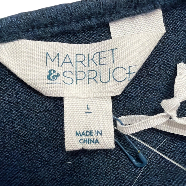 Market & Spruce Womens Navy & Beige Front Twist Knit Top Size L