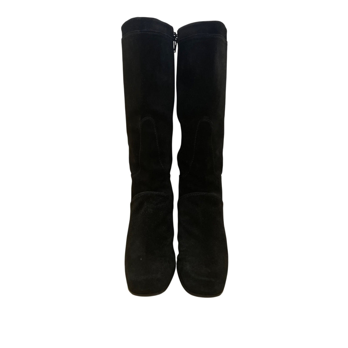 Stuart Weitzman Women’s Black Suede Knee-High Heeled Square Toe Boots Size 8.5M