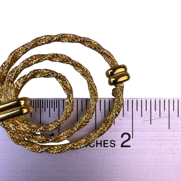 Vintage Monet Gold Tone Rope Twist Brooch Elegant Circular Pin  Signed