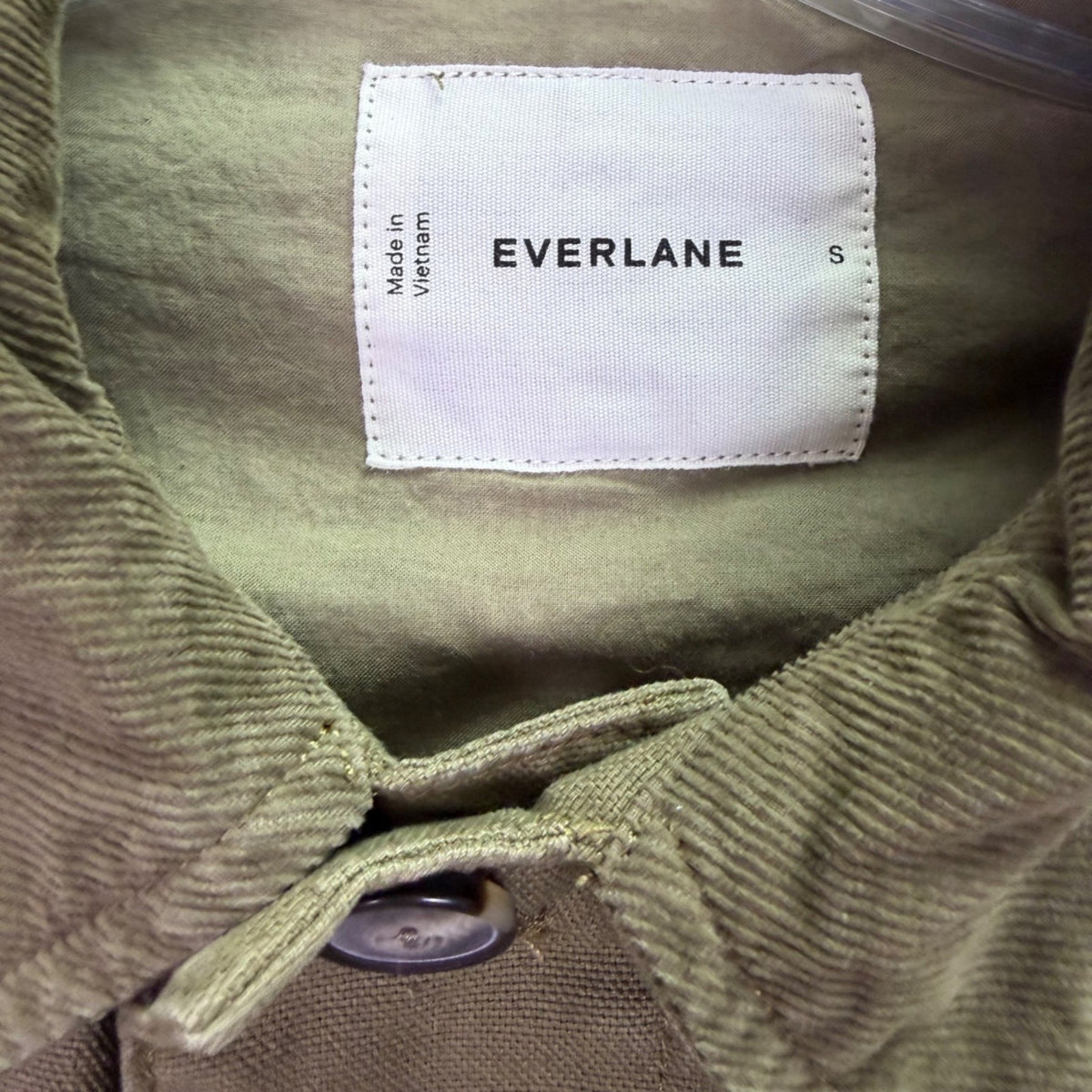 Everlane Mens Olive Green Organic Cotton Utility Jacket Button Up Sz S