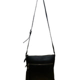 Halogen Women’s Black Pebbled Leather Adjustable Strap Crossbody Bag With Tassel