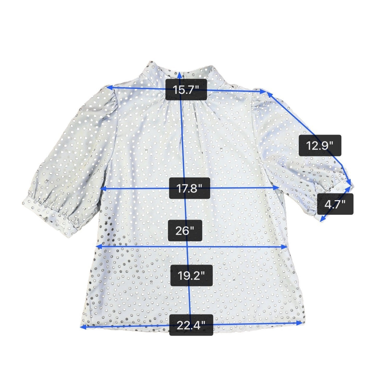 Ted Baker Womens Light Blue & Black Polka Dot Blouse Elegant Style Size 2