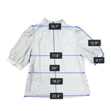 Ted Baker Womens Light Blue & Black Polka Dot Blouse Elegant Style Size 2