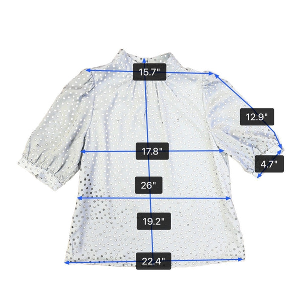 Ted Baker Womens Light Blue & Black Polka Dot Blouse Elegant Style Size 2