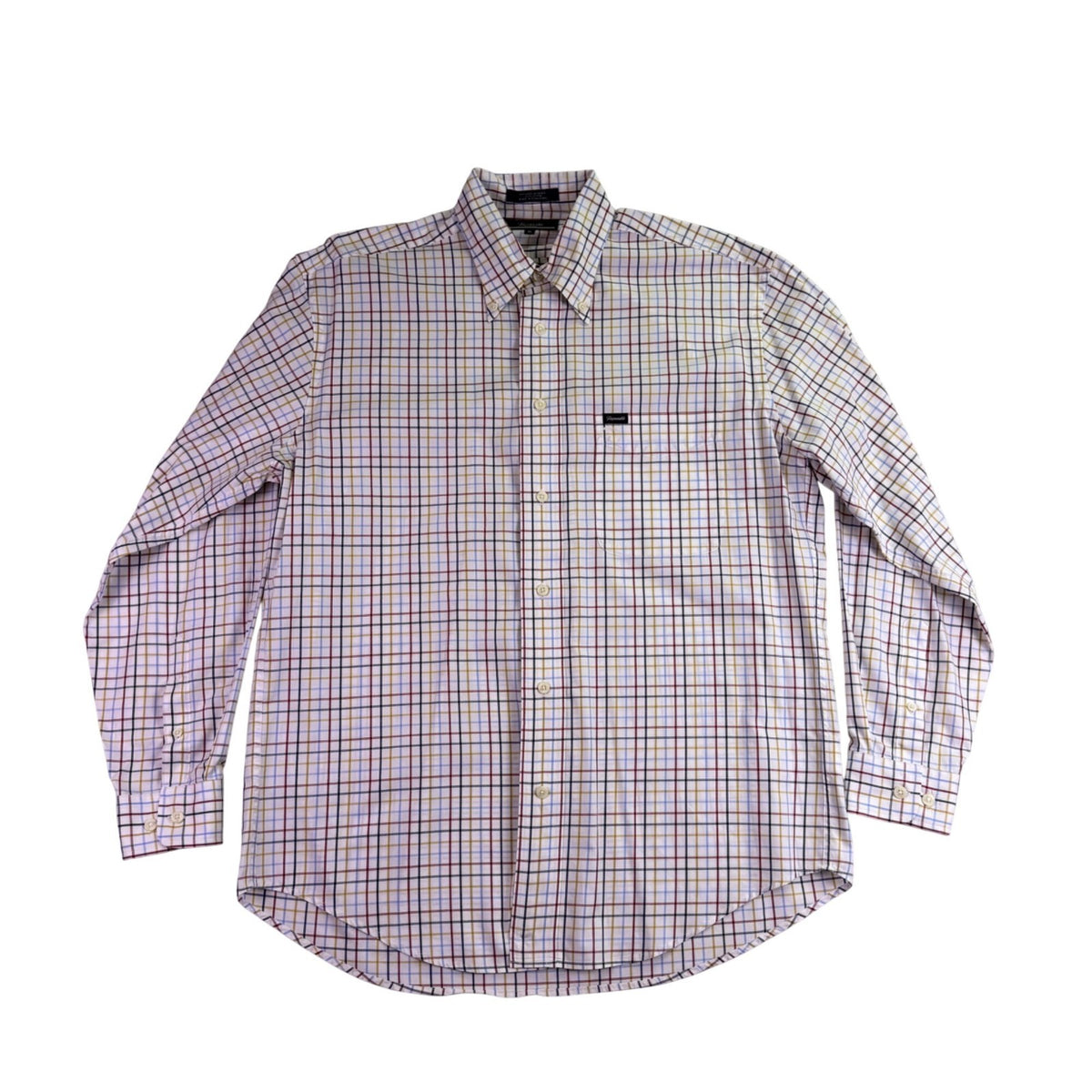 Faconnable Mens Multi-Color Cotton Plaid Button-Up Shirt Size M