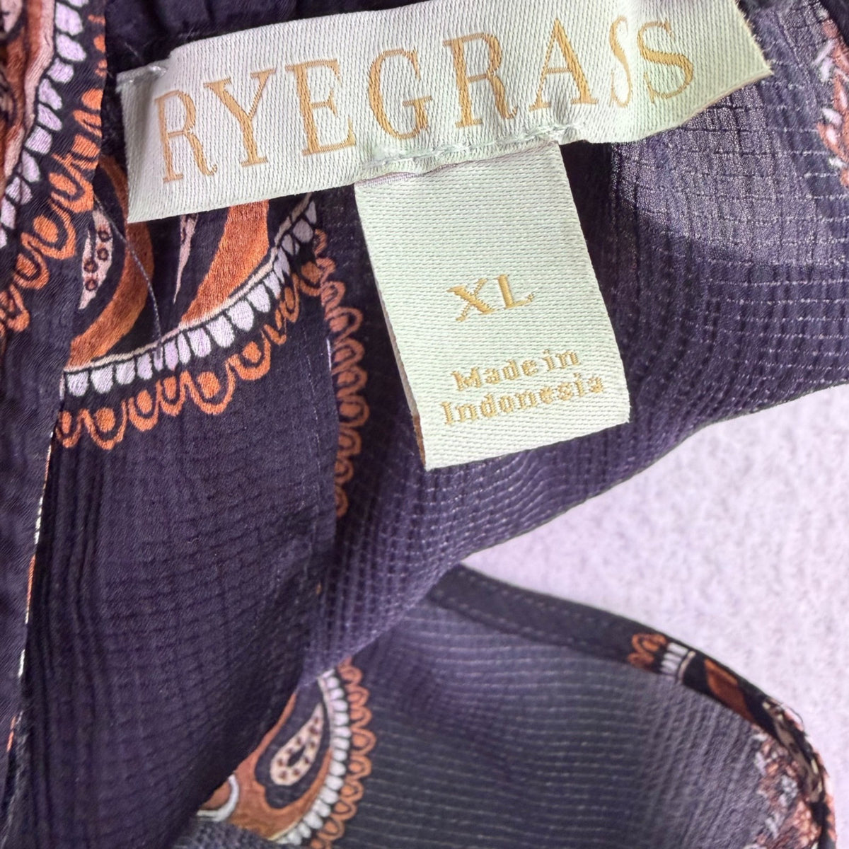 Rygrass Womens Black Paisley Tie-Neck Sleeveless Blouse Sz XL