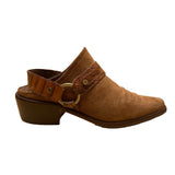 Donald Pliner Women’s Brown Suede Embossed Strap Mazzy Western Mules Size 5M