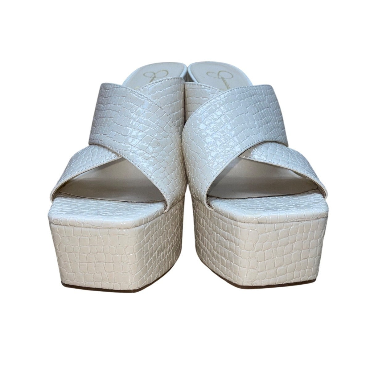 Jessica Simpson Women’s White Faux Croc Skin Platform High Heel Sandals Sz 10M