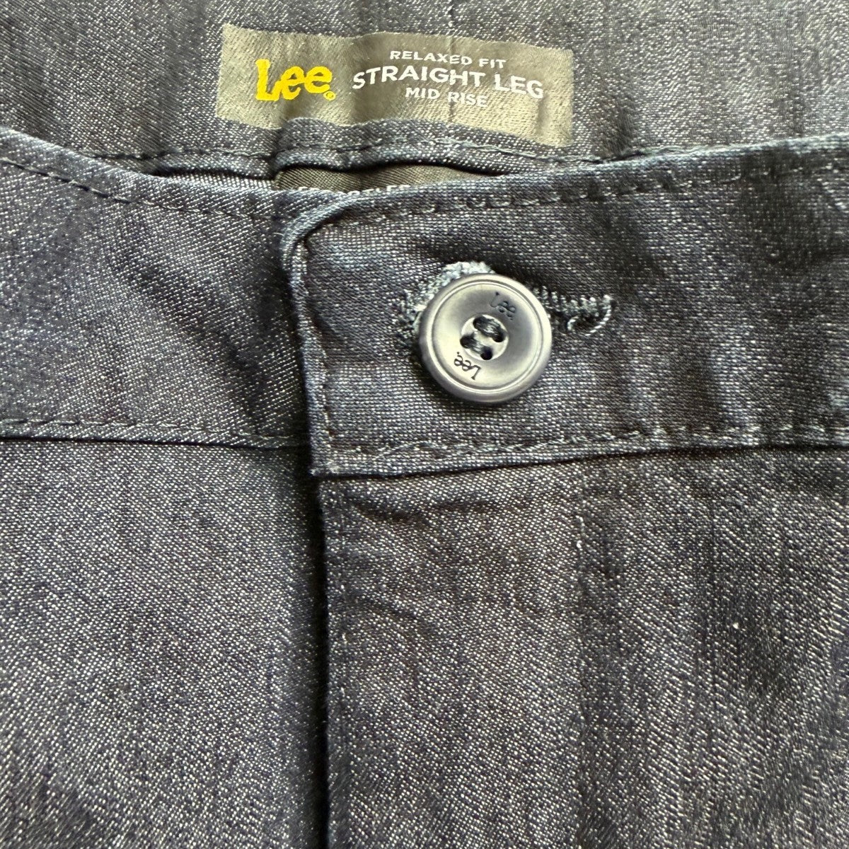 Lee Womens Dark Wash Denim Relaxed Straight-Leg Jeans Mid-Rise Short Size 10
