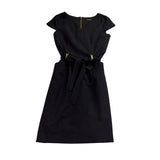 Ellen Tracy Womens Black Belted Cap Sleeve Sheath Dress Size 6