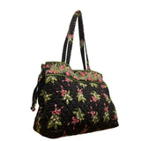Vera Bradley Women’s Black & Green Quilted Cotton Floral Shoulder Tote Bag