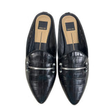 Dolce Vita Women's Black Gram Croco Embossed Leather Slippers Sz 9 - NWB