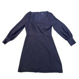 Ann Taylor Womens Navy Long Sleeve Midi Dress Zipper Waist Accents Size 6