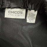Chicos Womens Black Ruffled Embellished Travelers Cardigan Open Front Size 1