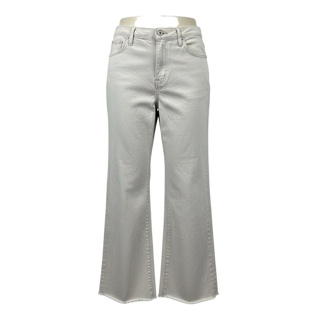 Frame Womens White Denim Frayed-Hem Wide-Leg Jeans Distressed Style Size 32