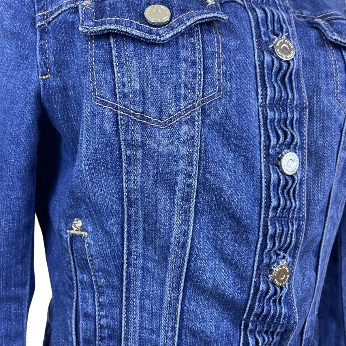 White House Black Market Women’s Blue Denim Button-Front Fitted Jacket Sz 4