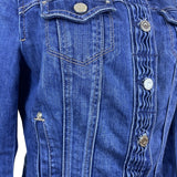 White House Black Market Women’s Blue Denim Button-Front Fitted Jacket Sz 4